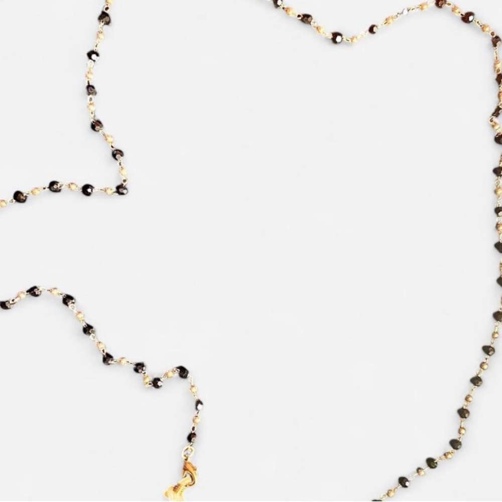 Elegant Black and Gold Beaded Eyeglass Lanyard